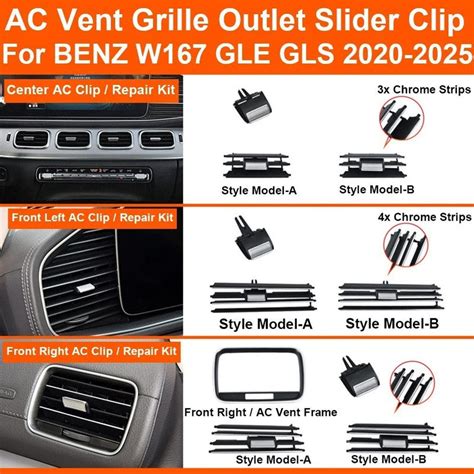 Gle Gls W167 2019-2025 Car Dashboard Ac Vent Grille Outlet Clip Slider ...