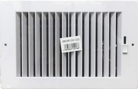 Two-way plastic side wall/ceiling register in white 10"w X 6"h for duct ...