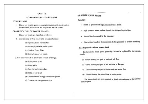 BM UNIT II - Power Generation Systems Overview and Classification - Studocu
