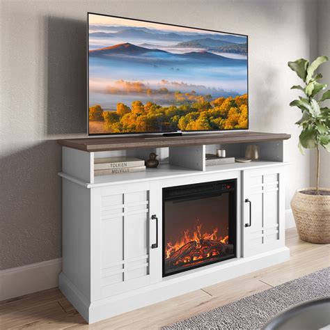 "BELLEZE Modern TV Stand with Electric Fireplace, Fits 50"" TVs ...
