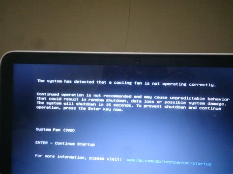 SYSTEM ERROR 90B ( COOLING FAN IS NOT CO OPREATING) - HP Support ...