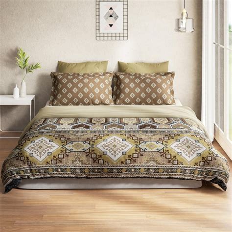 Buy D'DECOR Home Treats Collection Brown Printed Cotton King Bedsheet ...