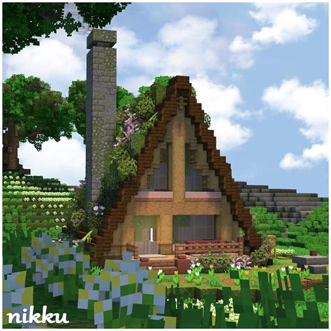 Flower Field A-Frame - Minecraft House Design