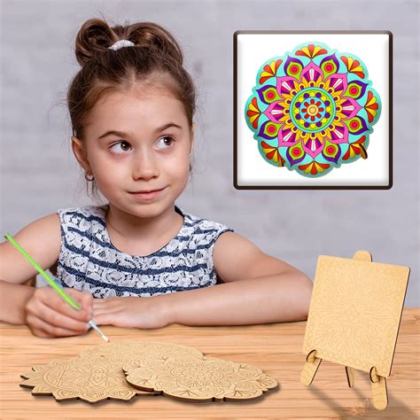 Ratna's Wooden Mandala Art The Coloring Kit with 6 Design MDF Frame ...