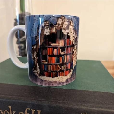3D Bookshelf Mug, Ceramic Mug,Library Bookshelves Hole In A Wall Mug ...