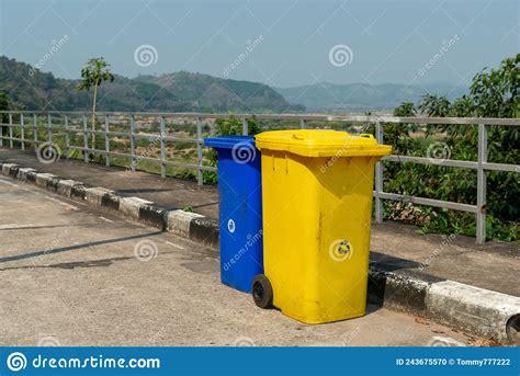Garbage Trash Bins for Waste Segregation Stock Photo - Image of compost, blue: 243675570