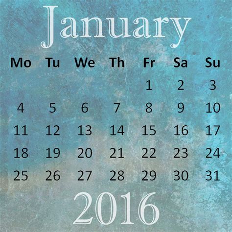 January 2016 Calendar Free Stock Photo - Public Domain Pictures