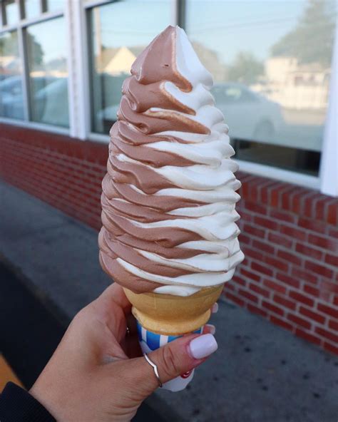Chocolate And Vanilla Swirl Ice Cream Cone