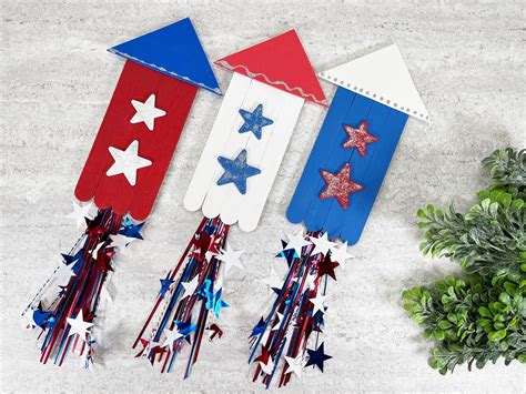 Popsicle Stick Firework Rocket Craft for Kids