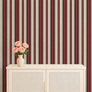 Heritage Red & Cream Stripe Wallpaper Roll | Life n Colors