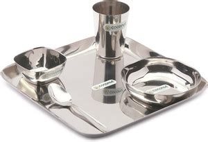 COCONUT Pack of 5 Steel Stainless Steel Square Dinner Set / Dinnerware ...