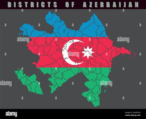 Map of the country of Azerbaijan. Detailed vector map of Azerbaijan by region. Map with flag ...