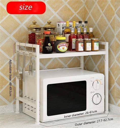 2 tier Kitchen storage rack Stretch up and down Microwave oven shelf ...