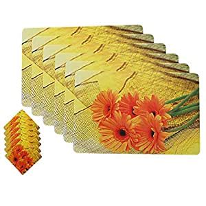 Buy Kuber Industries Sun Flower Design PVC 6 Piece Dining Table ...