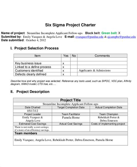 Project Charter Example 的图像结果