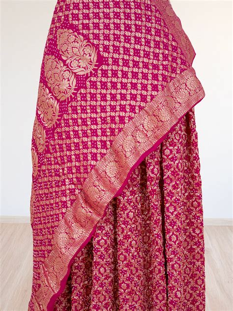 Pink Jaal Bandhani Saree in Georgette – Khatri Jamnadas Bechardas