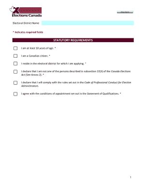 Fillable Online Application Form for the Returning Officer Position Fax ...