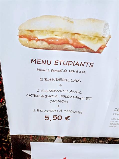 Menu at Chez Rosine restaurant, Toulouse