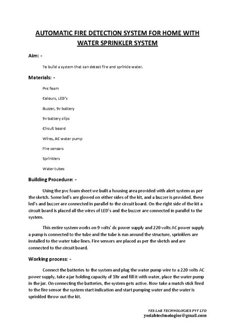 Automatic FIRE Detection System FOR HOME WITH Water Sprinkler System ...