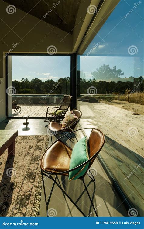 Modern House with Garden Swimming Pool and Wooden Deck Stock Photo ...