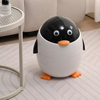 Homero Cute Penguin Multipurpose Trash Can | Detachable Flip-Up Lid ...