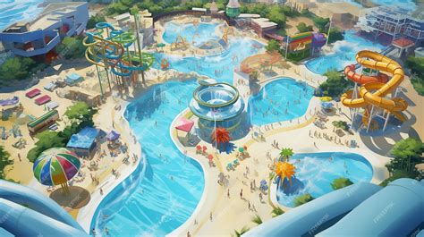 Premium Photo | Aerial View of an Amusement Parks Water Park