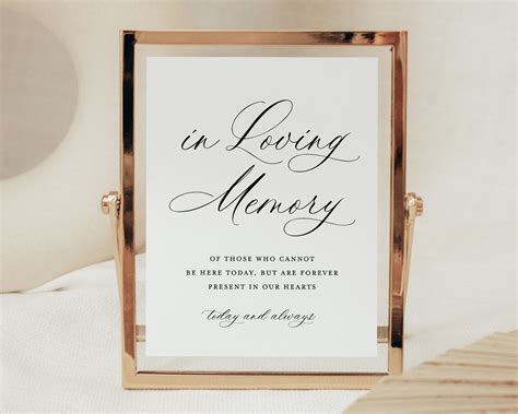 In Loving Memory Wedding Sign Template, Modern Memorial Ceremony Sign ...