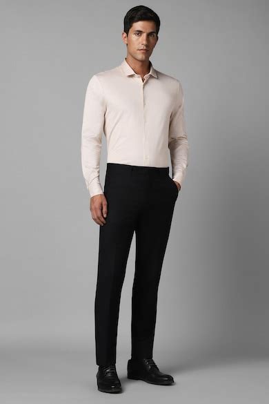 Buy Men Cream Slim Fit Textured Full Sleeves Formal Shirt Online ...