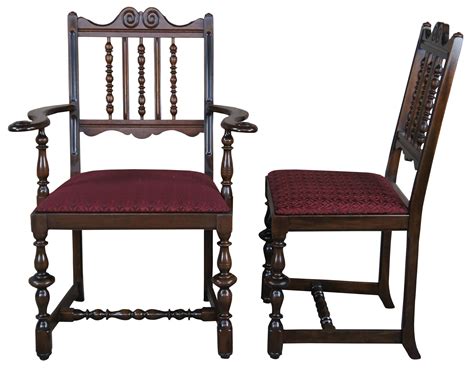 6 Antique Grand Rapids Chair Co. William and Mary Walnut Dining Chairs ...