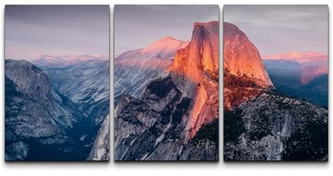 wall26 - 3 Panel Canvas Wall Art - Majestic Natural Landscape Triptych Canvas Series - Yosemite ...