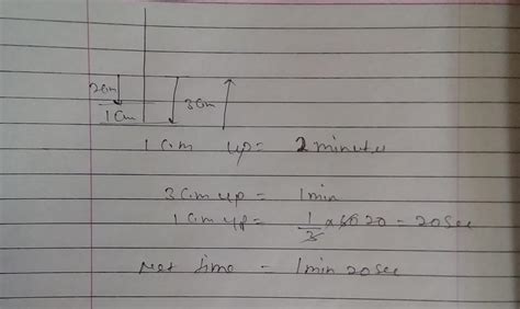 A small ant climbs 3cm in 1min but slips down 2cm .How much time will ...