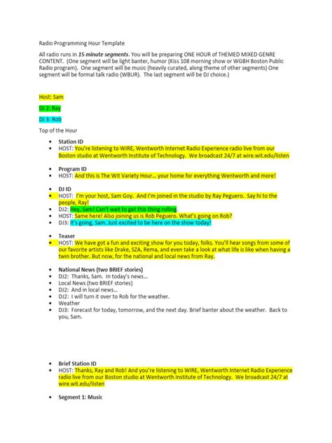 Image result for Program Guide Examples Radio