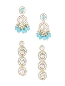 Buy Zaveri Pearls Set of 2 Turquoise Blue Stones Beads Dazzling ...