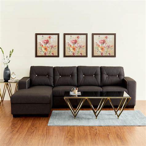 Buy Duke Fabric 3-Seater Left Corner Sofa with Chaise - Brown from Home ...