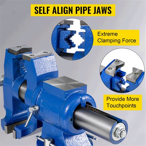 VEVOR 6" Heavy Duty Bench Vise , Double Swivel Rotating Vise Head/Body ...
