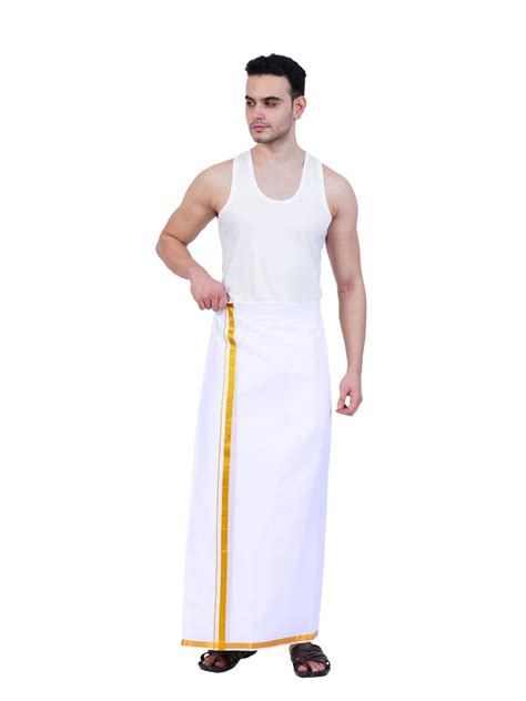 Cotton Jari Border White Colour Double Dhoti