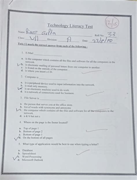 Computer Literacy Test Result 的图像结果