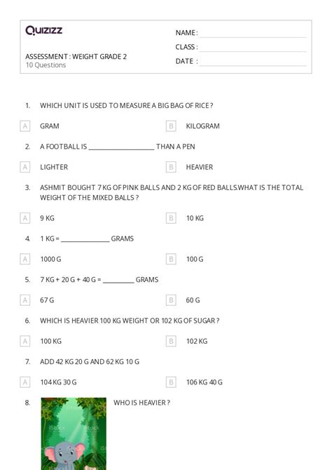 50+ Comparing Weight worksheets for 2nd Class on Quizizz | Free & Printable