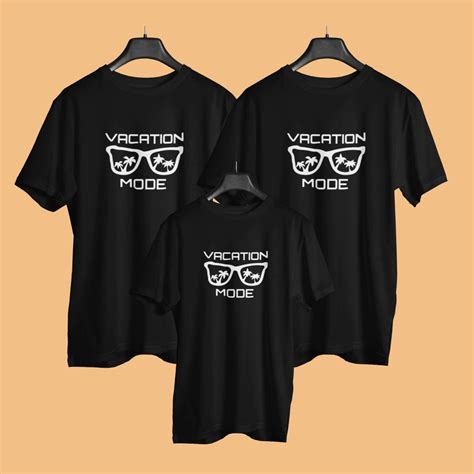 Vacation Mode On Matching Family Black Cotton T-shirts