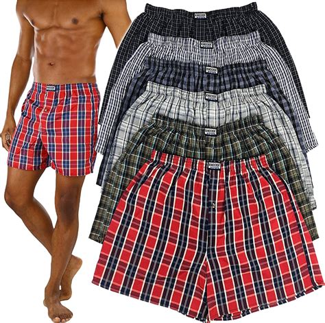 ToBeInStyle Men's Pack of 3 Button Fly Loose Fit Tartan Plaid Boxer ...