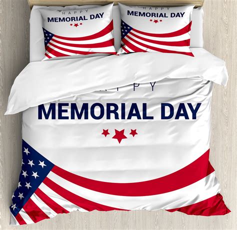 Memorial Day Duvet Cover Set, Happy National Holidays Patriotic Designed American Flag ...