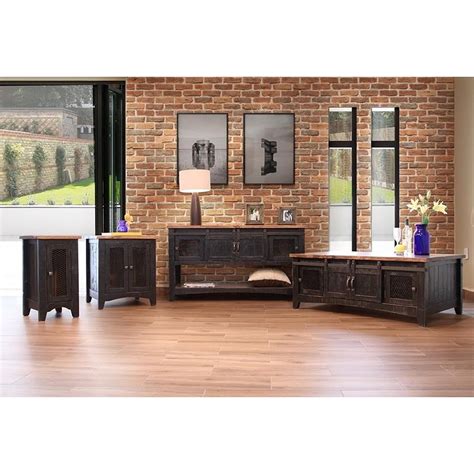 International Furniture Direct Pueblo IFD370SOFA Rustic Sofa Table with ...