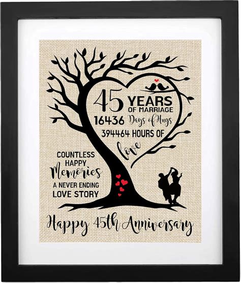 45th Wedding Anniversary Burlap Print (BLACK-45Y) 45 Years of Marriage ...