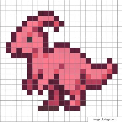Pixel art : charmant dinosaure rose pour enfants et adultes