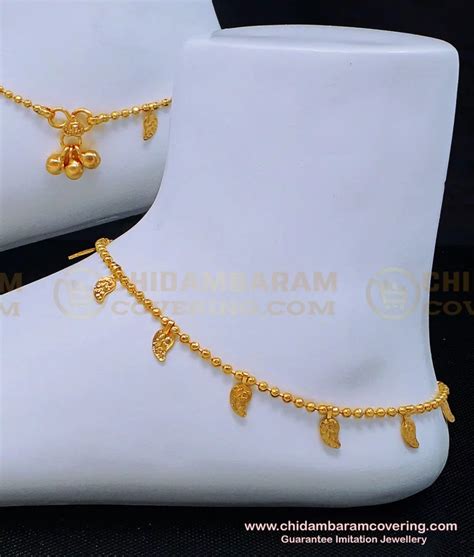 Buy Unique Gold Beads with Leaf Design Gold Plated Anklet for Women