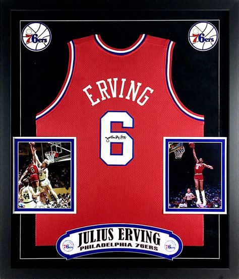 Julius Erving Autographed Philadelphia 76ers Jersey Framed