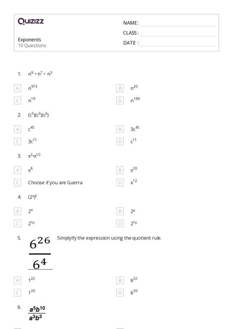 Image result for 8th Grade Math Fluency Exponents