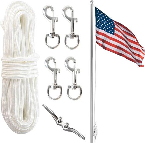 Amazon.com : Flag Pole Rope Line Kit, 5/16" Diameter Nylon Flag Pole Halyard Rope with 4 Pcs ...