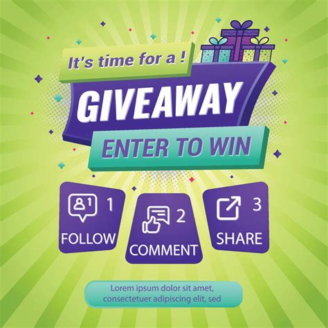 Giveaway quiz contest and announcement for social media feed. Vector ...
