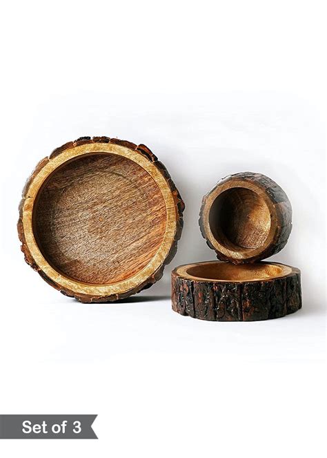 Get Round Shape Wooden Serving Tray- Set of 3 at ₹ 1189 | LBB Shop